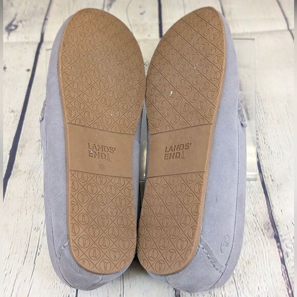 Lands End Women's Fuzzy Lined Suede Moccasin Slippers - Picture 6 of 10